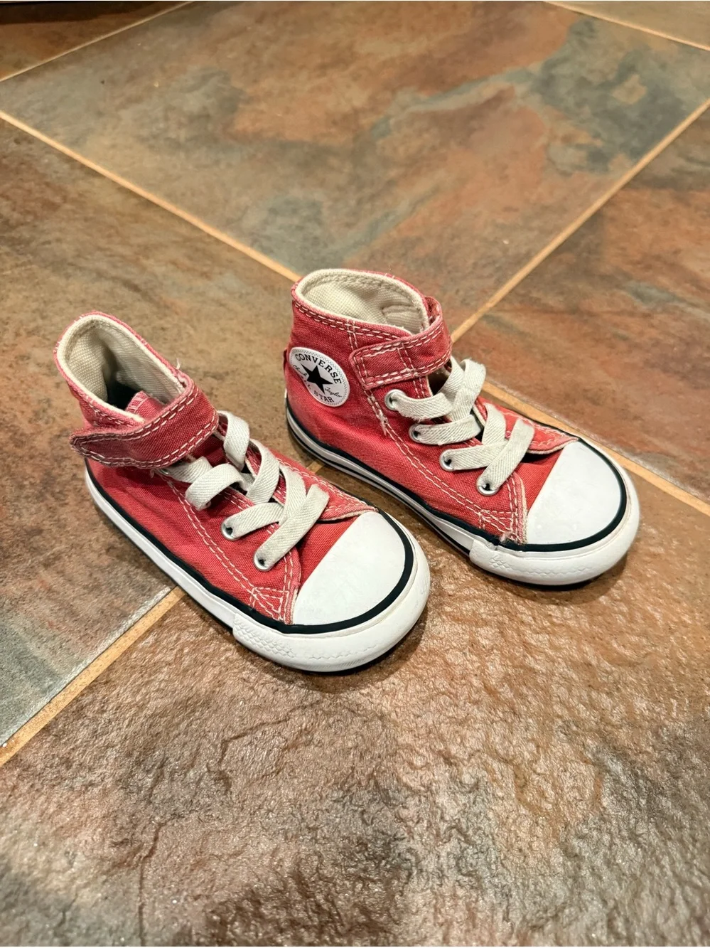Toddler Maroon High-Top Canvas Converse Sneakers